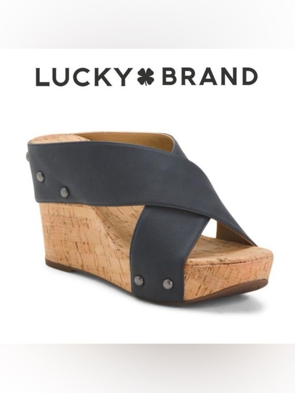 Lucky Brand Mykayla Navy Cork Platform Wedges Size 10